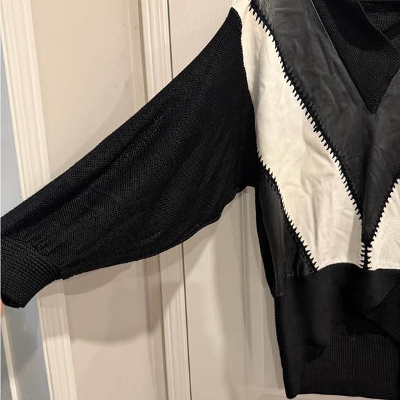 Vintage 80's Cuccini Sports Leather and Knit Sweater - Picture 3 of 7